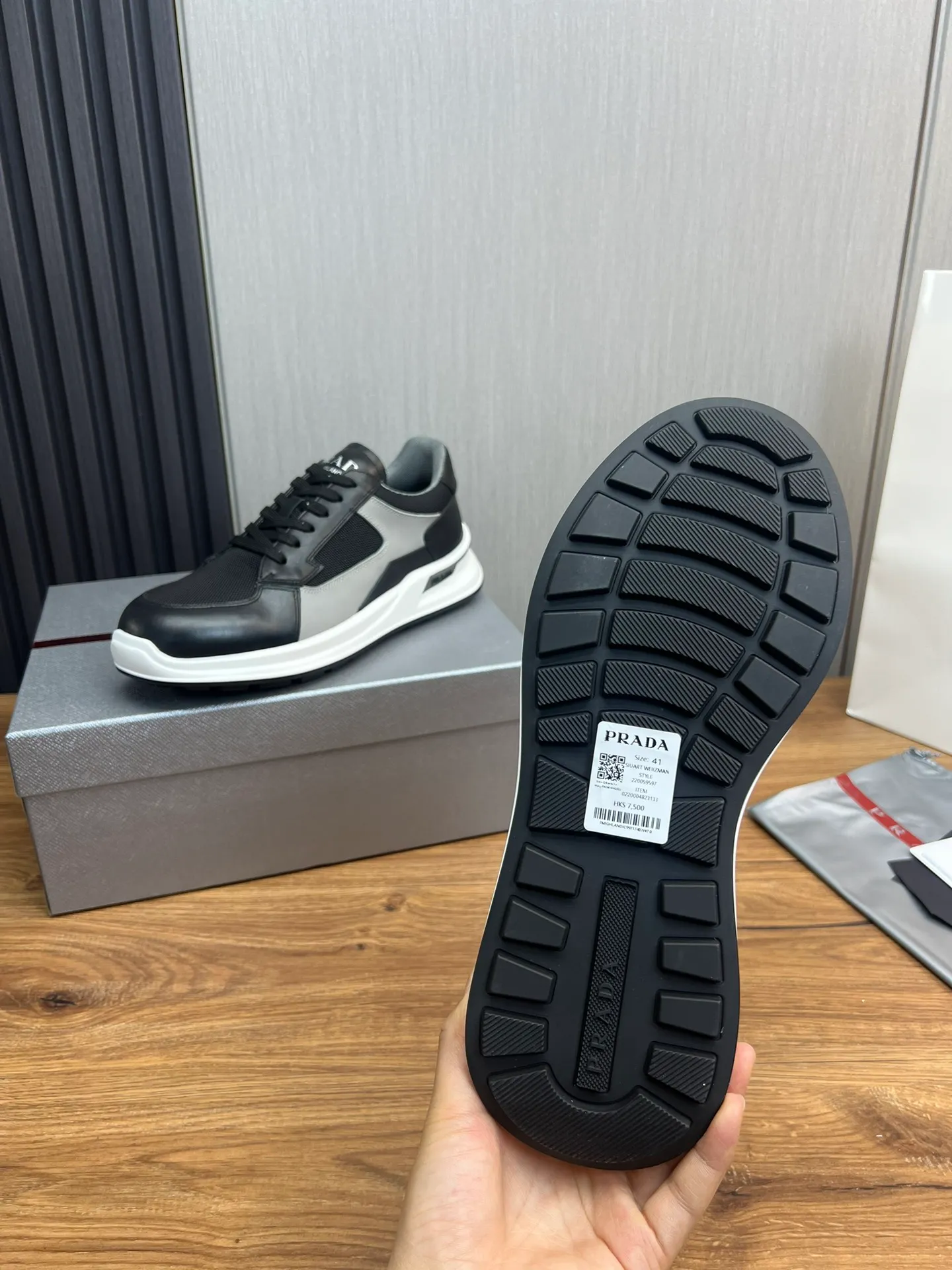 Men's shoes 💰620💰 [PRADA] Men's shoes are popular in the counter, official website is synchronized, 1 high-quality shipment ✔️Original cowhide stitching mesh + cowhide lining, 1🆚1 replica, original original bottom, 38-45 (45 customized, non-refundable)